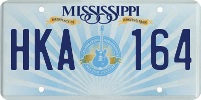 MS license plate HKA164