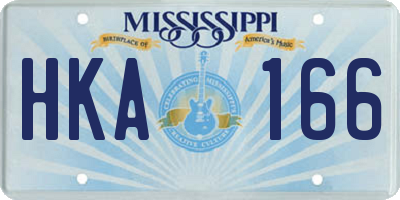 MS license plate HKA166