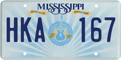 MS license plate HKA167