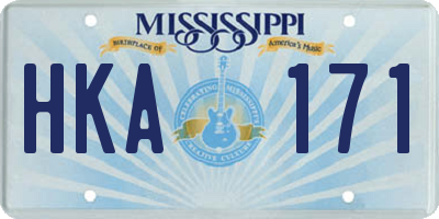 MS license plate HKA171