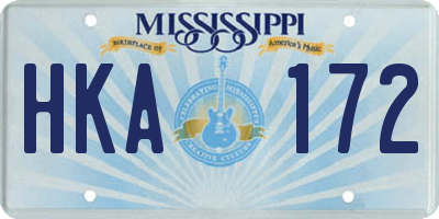 MS license plate HKA172