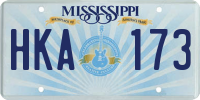 MS license plate HKA173