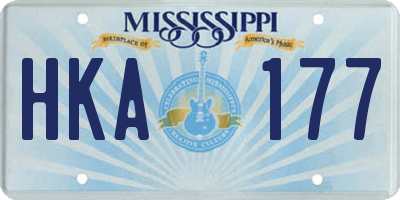 MS license plate HKA177