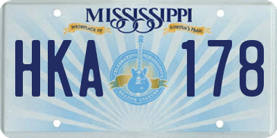 MS license plate HKA178