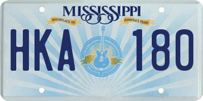 MS license plate HKA180
