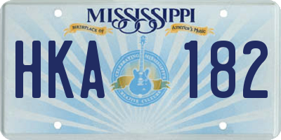 MS license plate HKA182