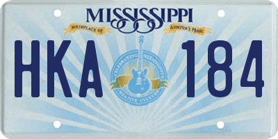 MS license plate HKA184