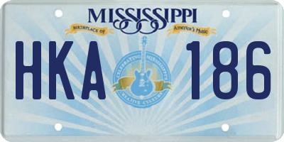 MS license plate HKA186