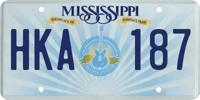 MS license plate HKA187
