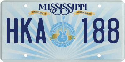 MS license plate HKA188