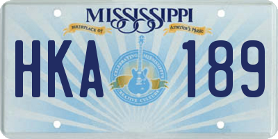 MS license plate HKA189