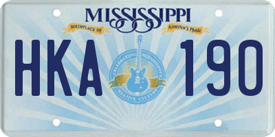 MS license plate HKA190