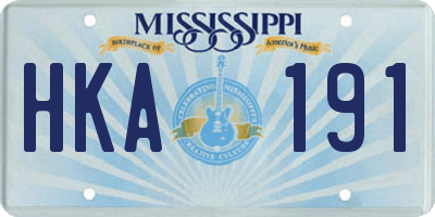 MS license plate HKA191