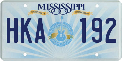 MS license plate HKA192