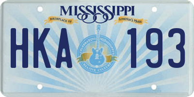 MS license plate HKA193