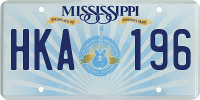 MS license plate HKA196
