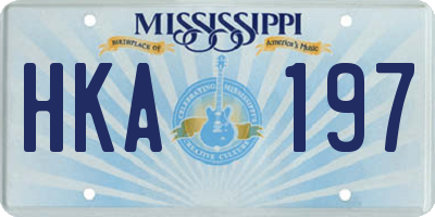 MS license plate HKA197
