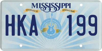MS license plate HKA199