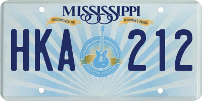 MS license plate HKA212