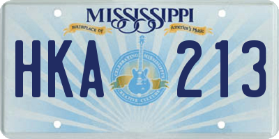 MS license plate HKA213