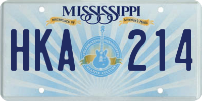 MS license plate HKA214