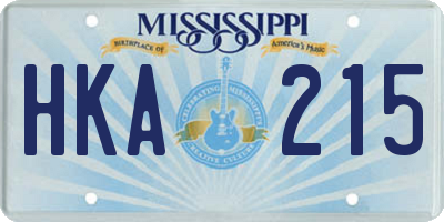 MS license plate HKA215