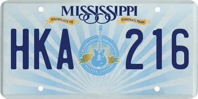 MS license plate HKA216