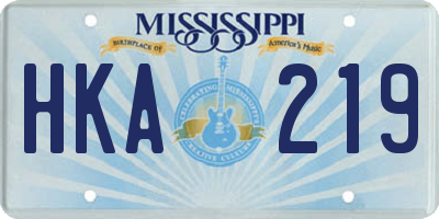 MS license plate HKA219