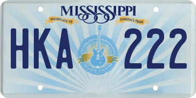 MS license plate HKA222