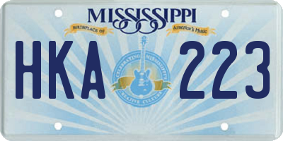 MS license plate HKA223