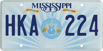MS license plate HKA224