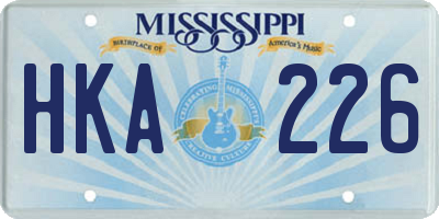 MS license plate HKA226