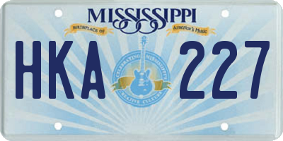 MS license plate HKA227
