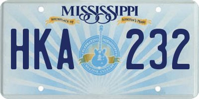 MS license plate HKA232