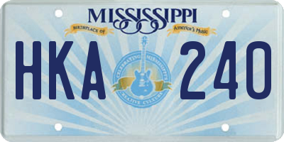 MS license plate HKA240
