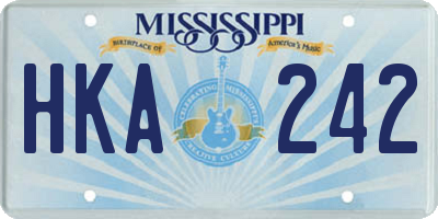 MS license plate HKA242