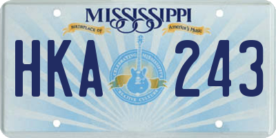 MS license plate HKA243