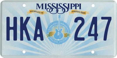 MS license plate HKA247