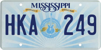 MS license plate HKA249