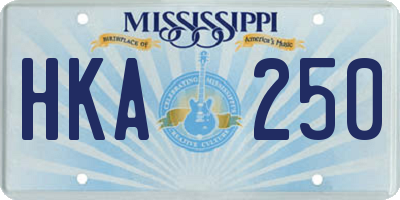 MS license plate HKA250
