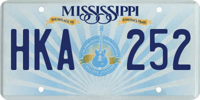 MS license plate HKA252