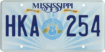 MS license plate HKA254