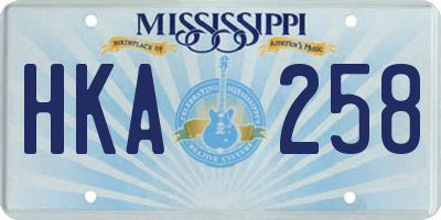 MS license plate HKA258