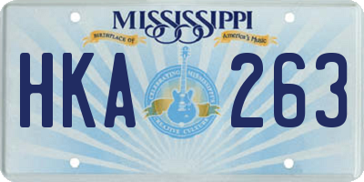MS license plate HKA263