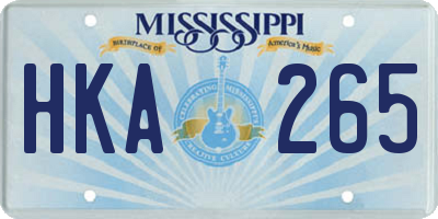 MS license plate HKA265