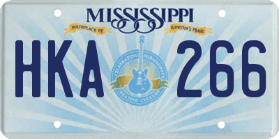 MS license plate HKA266