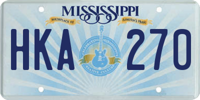 MS license plate HKA270