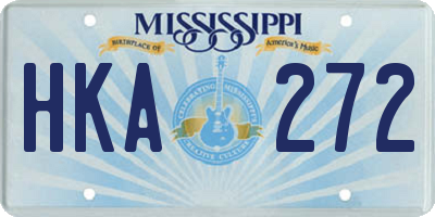 MS license plate HKA272