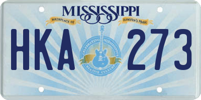 MS license plate HKA273
