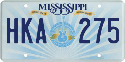 MS license plate HKA275